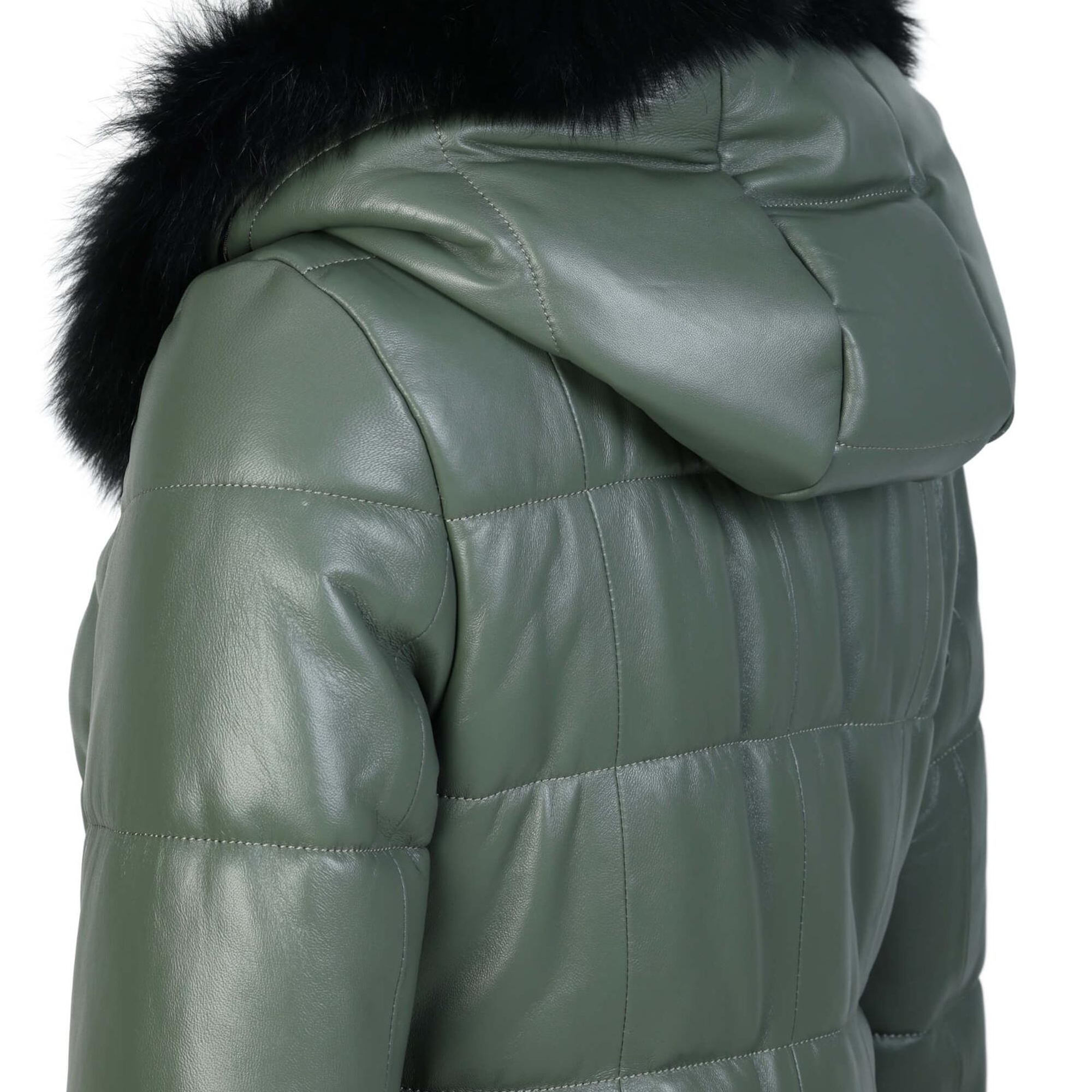 Tamer Tanca Kadın Hakiki Deri Su Yeşili Deri Mont