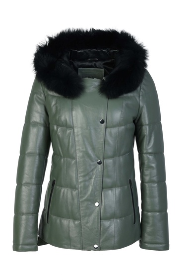  Tamer Tanca Kadın Hakiki Deri Su Yeşili Deri Mont