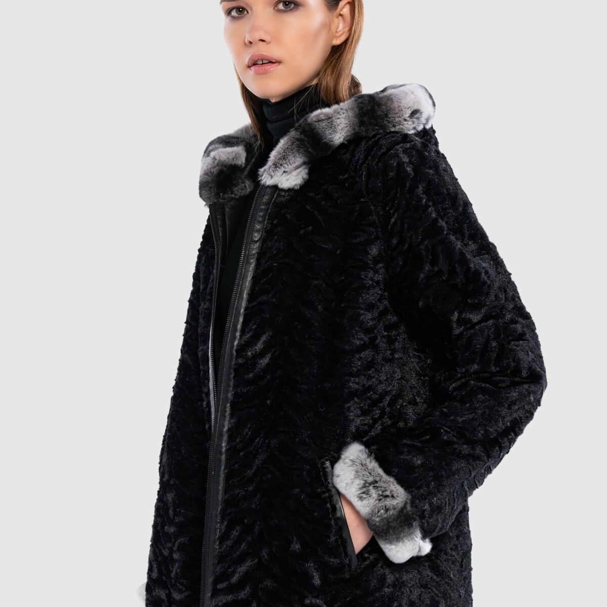 Tamer Tanca Kadın Hakiki Deri Siyah Deri Mont