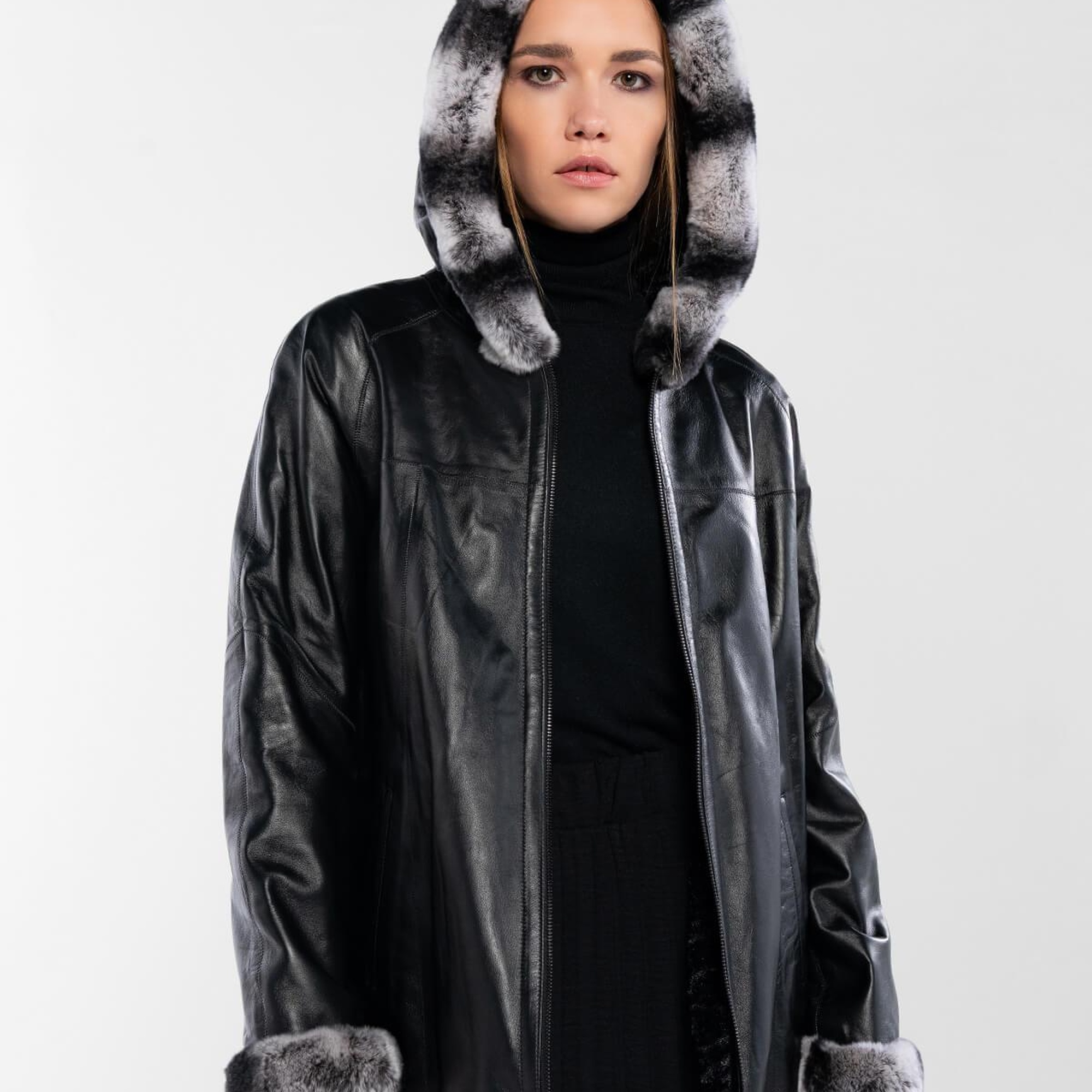 Tamer Tanca Kadın Hakiki Deri Siyah Deri Mont