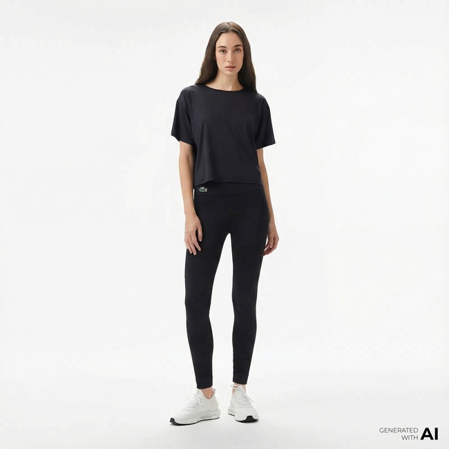 Lacoste Slim Fit Kadın Siyah Tayt