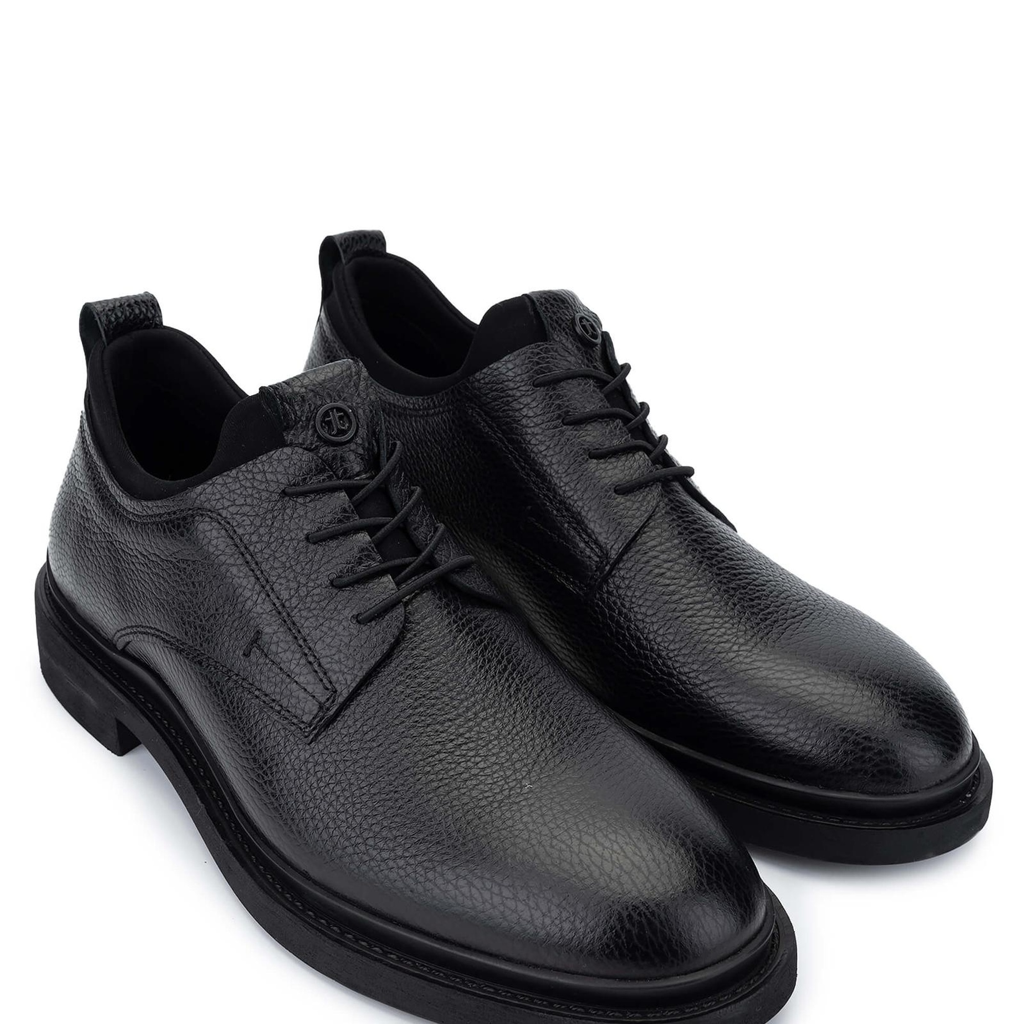 Tamer Tanca Erkek Hakiki Deri Siyah Floter Casual Ayakkabı