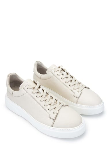  Tamer Tanca Erkek Hakiki Deri Bej Sneakers & Spor Ayakkabı