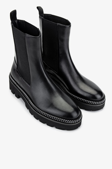  Valmenti Kadın Hakiki Deri Siyah Deri Casual Bot