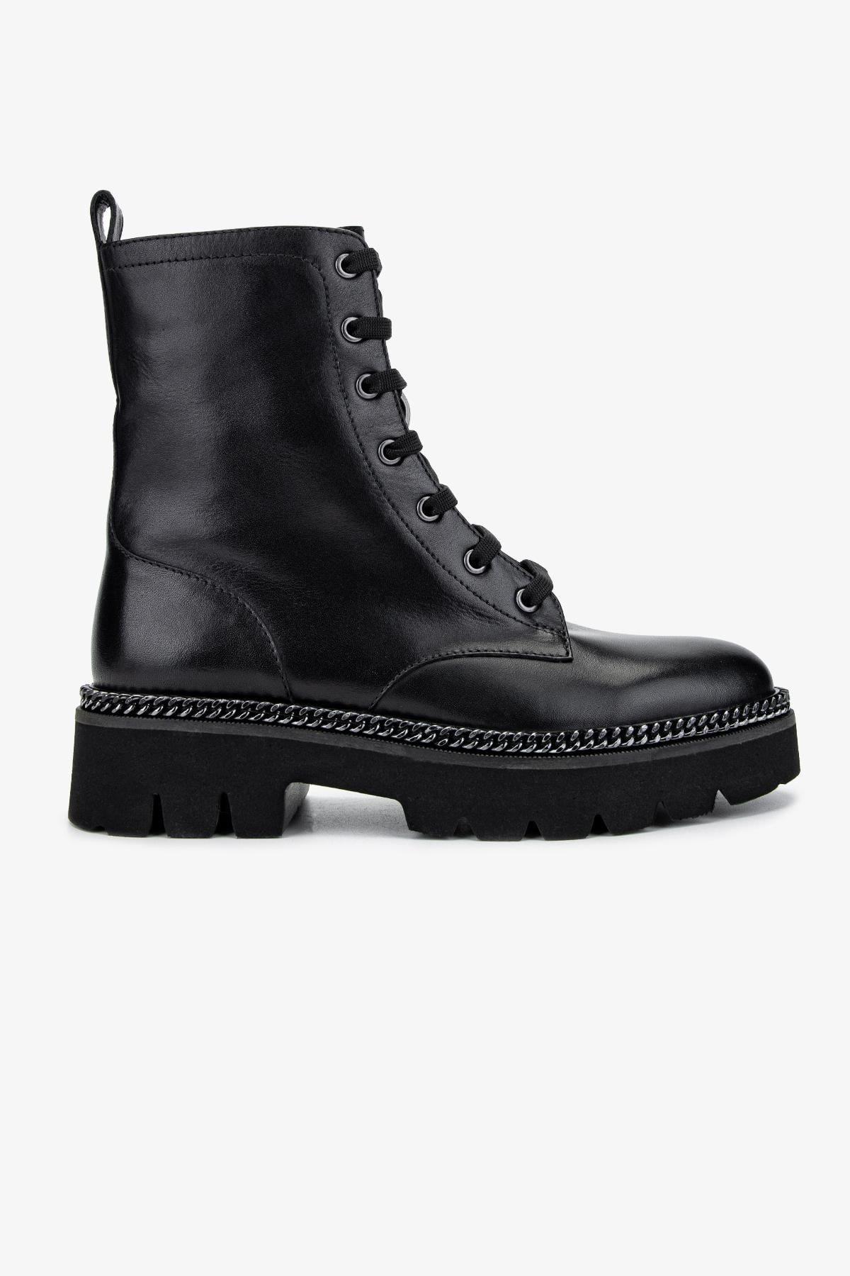  Valmenti Kadın Hakiki Deri Siyah Deri Casual Bot