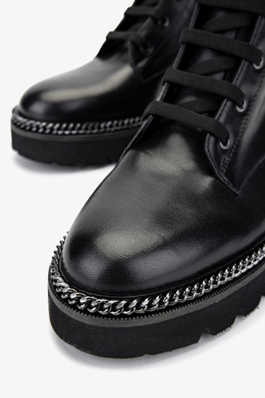  Valmenti Kadın Hakiki Deri Siyah Deri Casual Bot