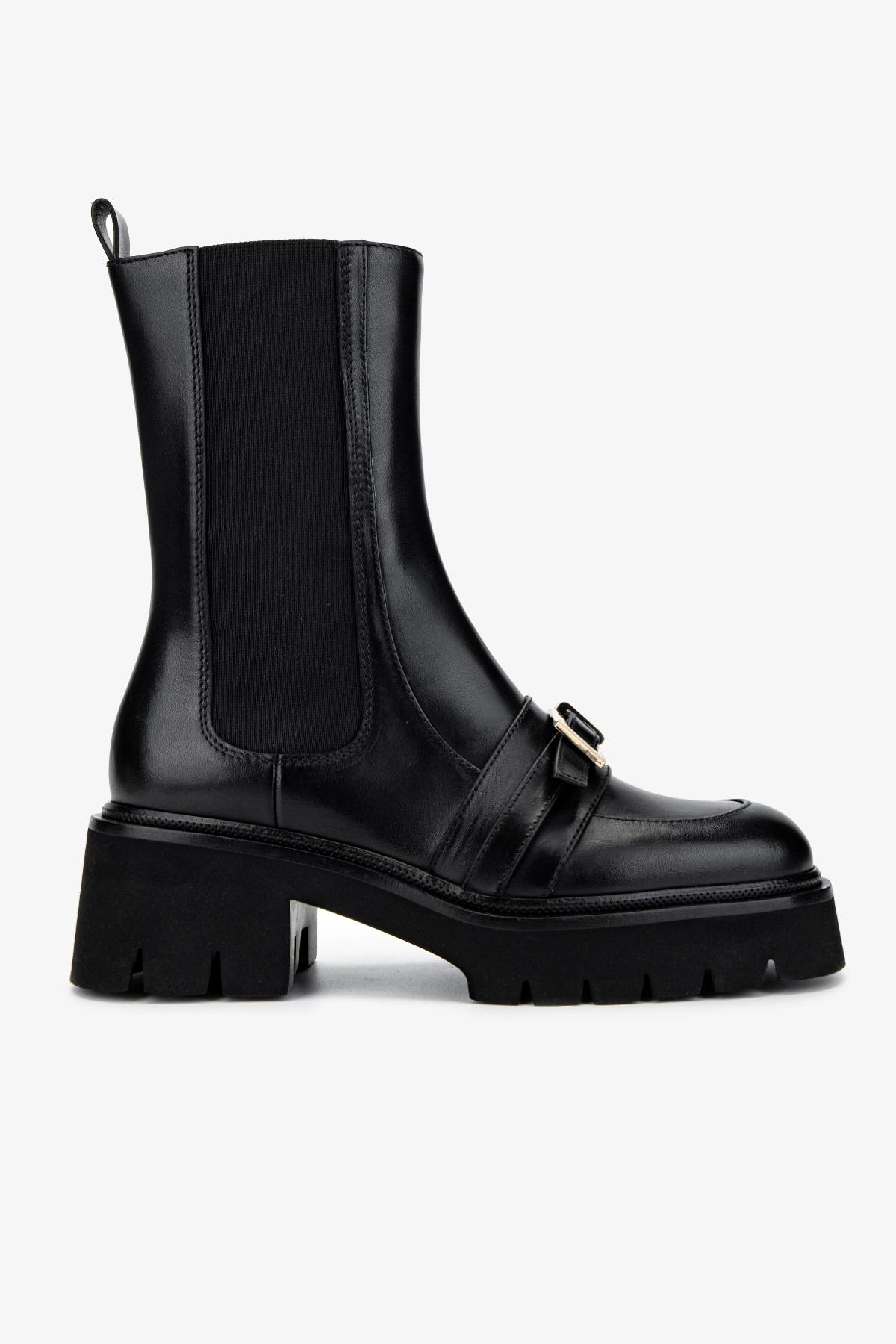  Valmenti Kadın Hakiki Deri Siyah Deri Casual Bot