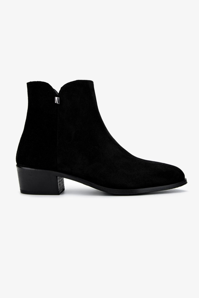  Valmenti Kadın Hakiki Deri Siyah Süet Topuklu Bot