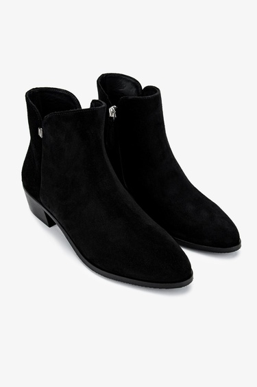  Valmenti Kadın Hakiki Deri Siyah Süet Topuklu Bot