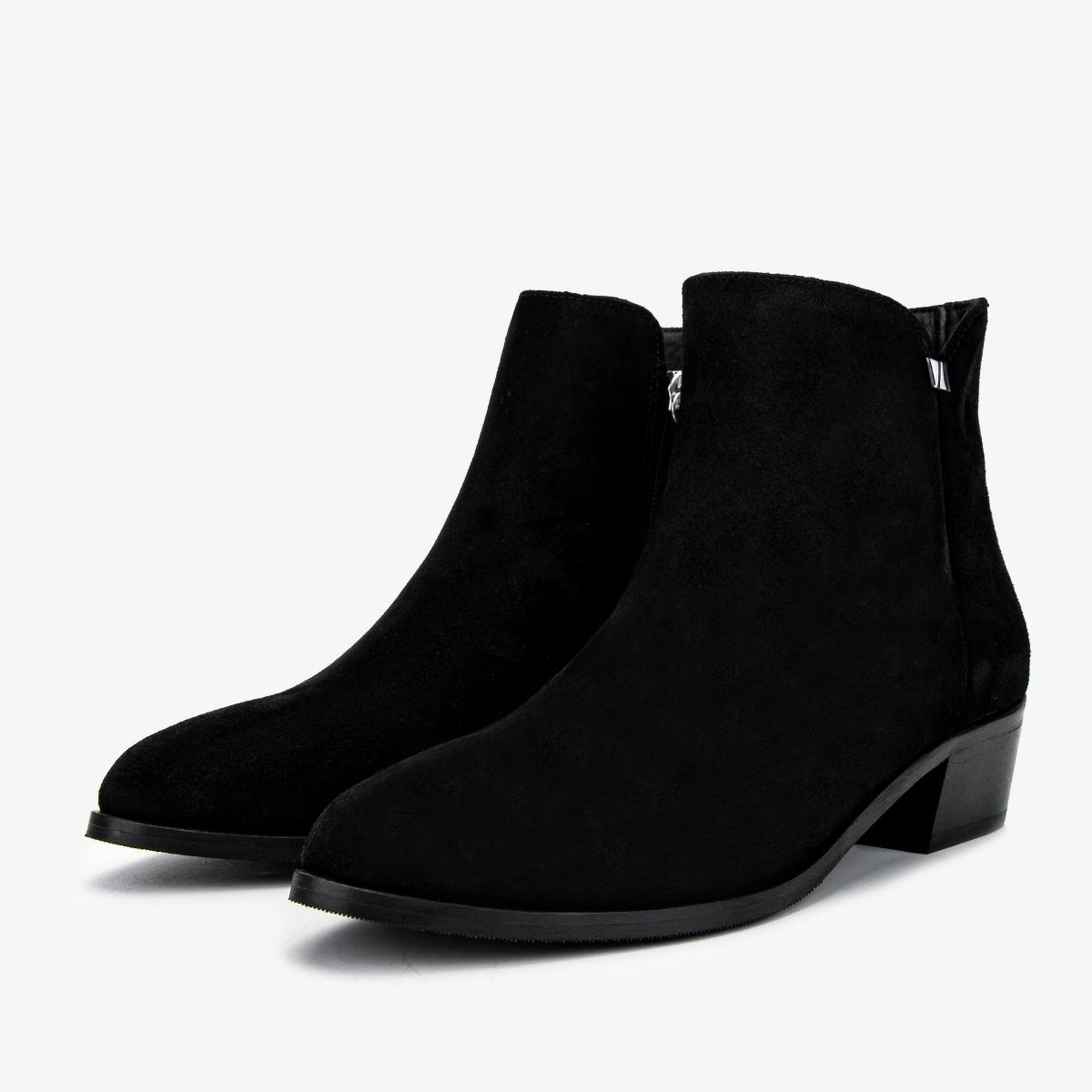 Valmenti Kadın Hakiki Deri Siyah Süet Topuklu Bot