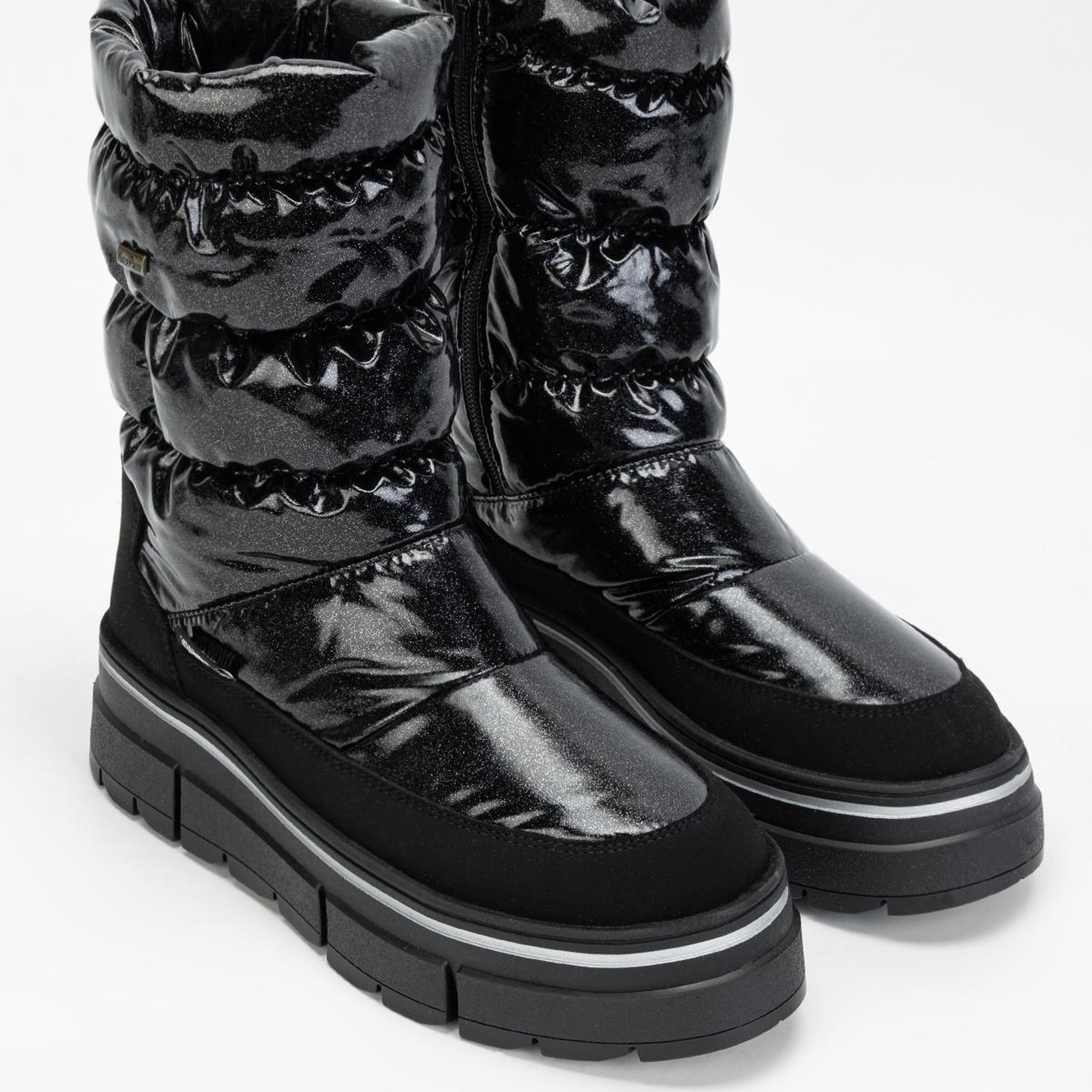 Valmenti Abriana Kadın Siyah Parıltı Deri & Tekstil Kar Botu