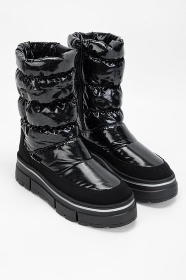  Valmenti Abriana Kadın Siyah Parıltı Deri & Tekstil Kar Botu