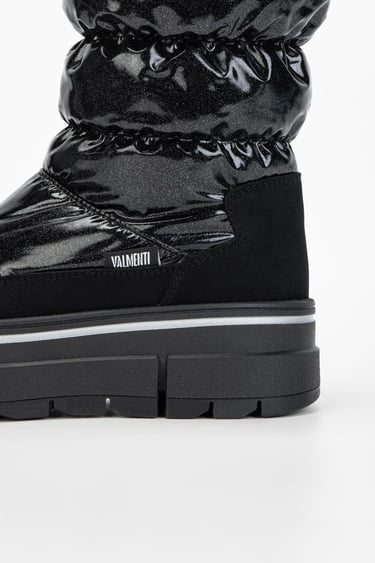  Valmenti Abriana Kadın Siyah Parıltı Deri & Tekstil Kar Botu