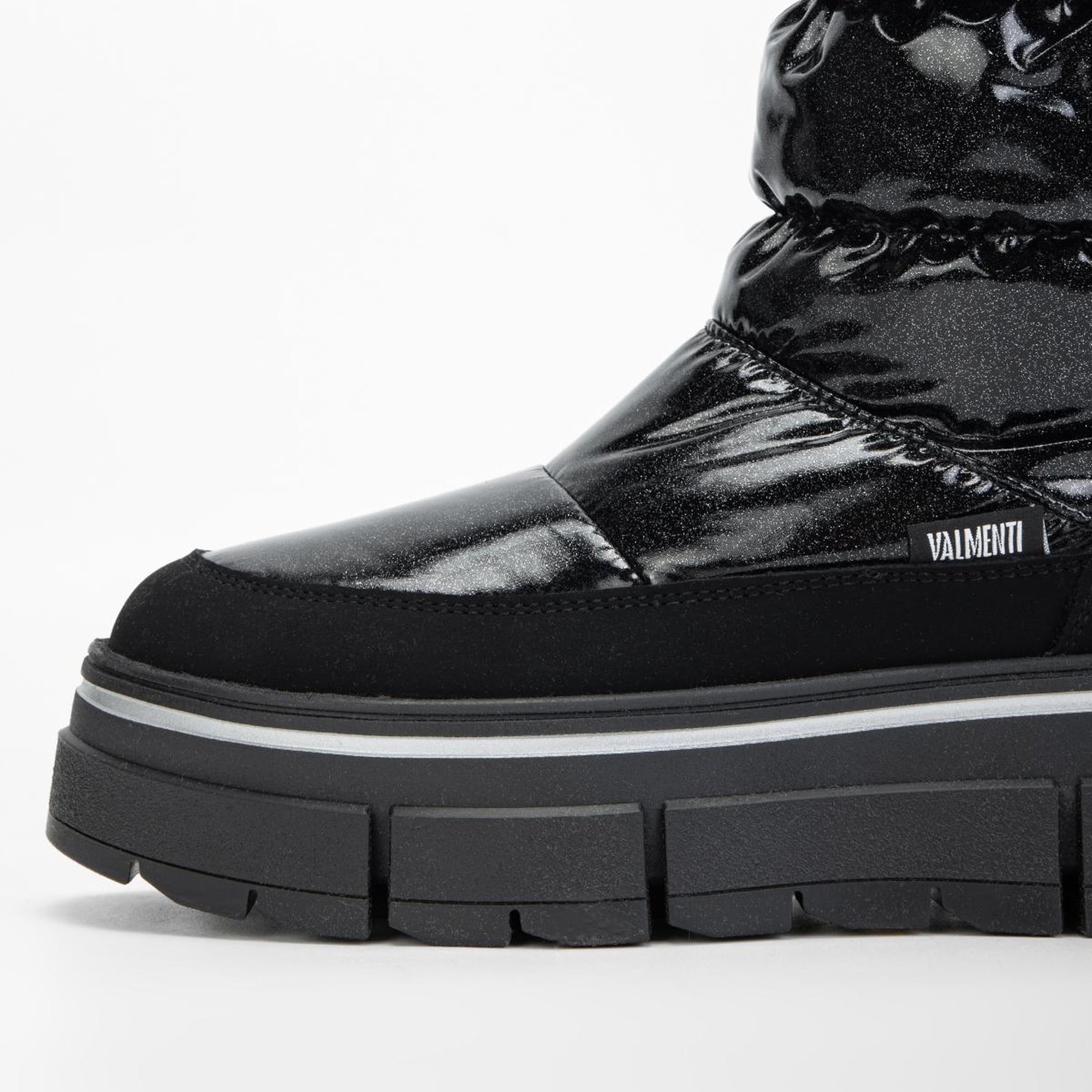 Valmenti Abriana Kadın Siyah Parıltı Deri & Tekstil Kar Botu