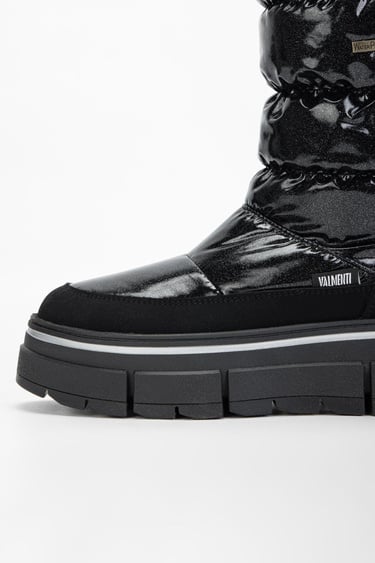  Valmenti Abriana Kadın Siyah Parıltı Deri & Tekstil Kar Botu