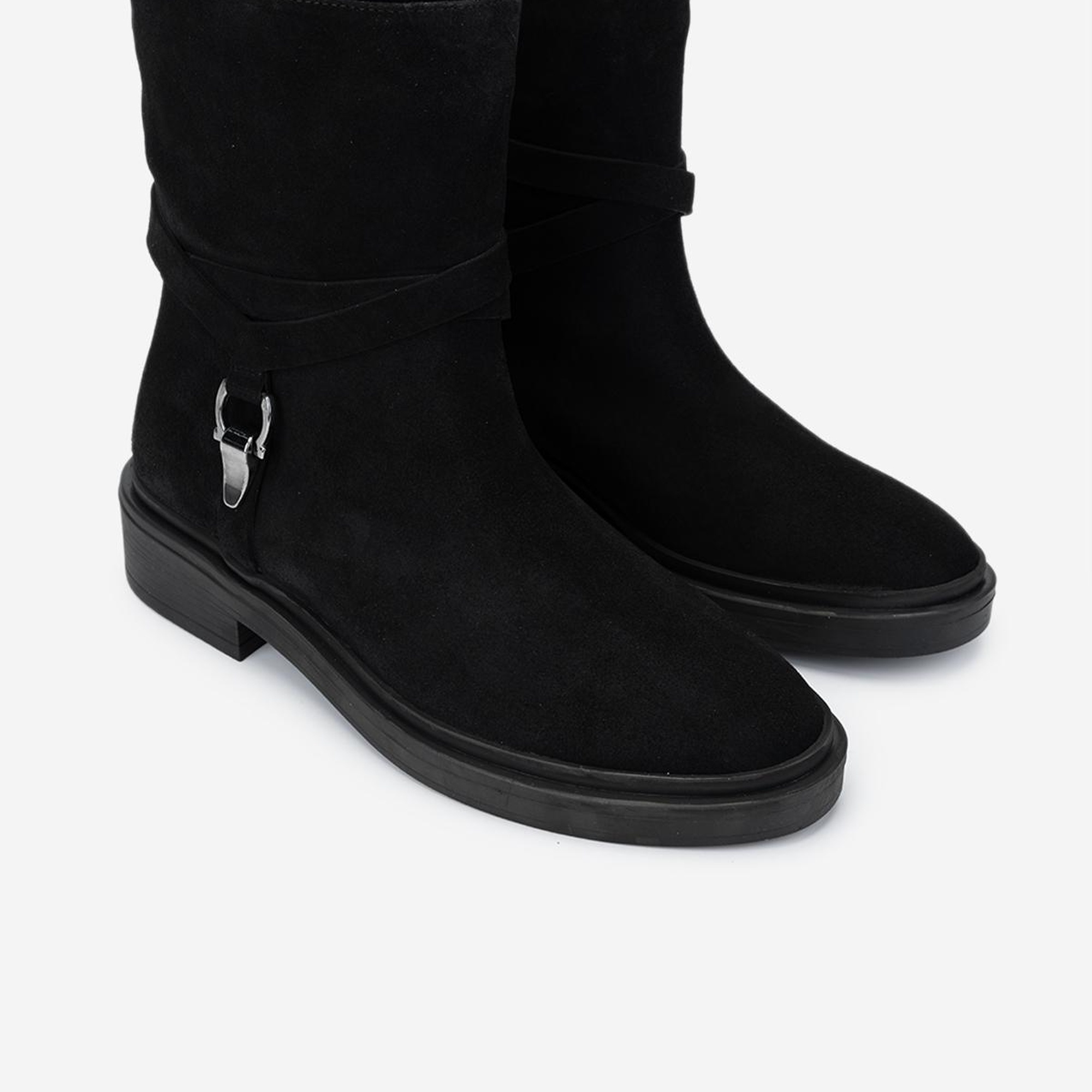 Valmenti Kadın Siyah Süet Düz Bot