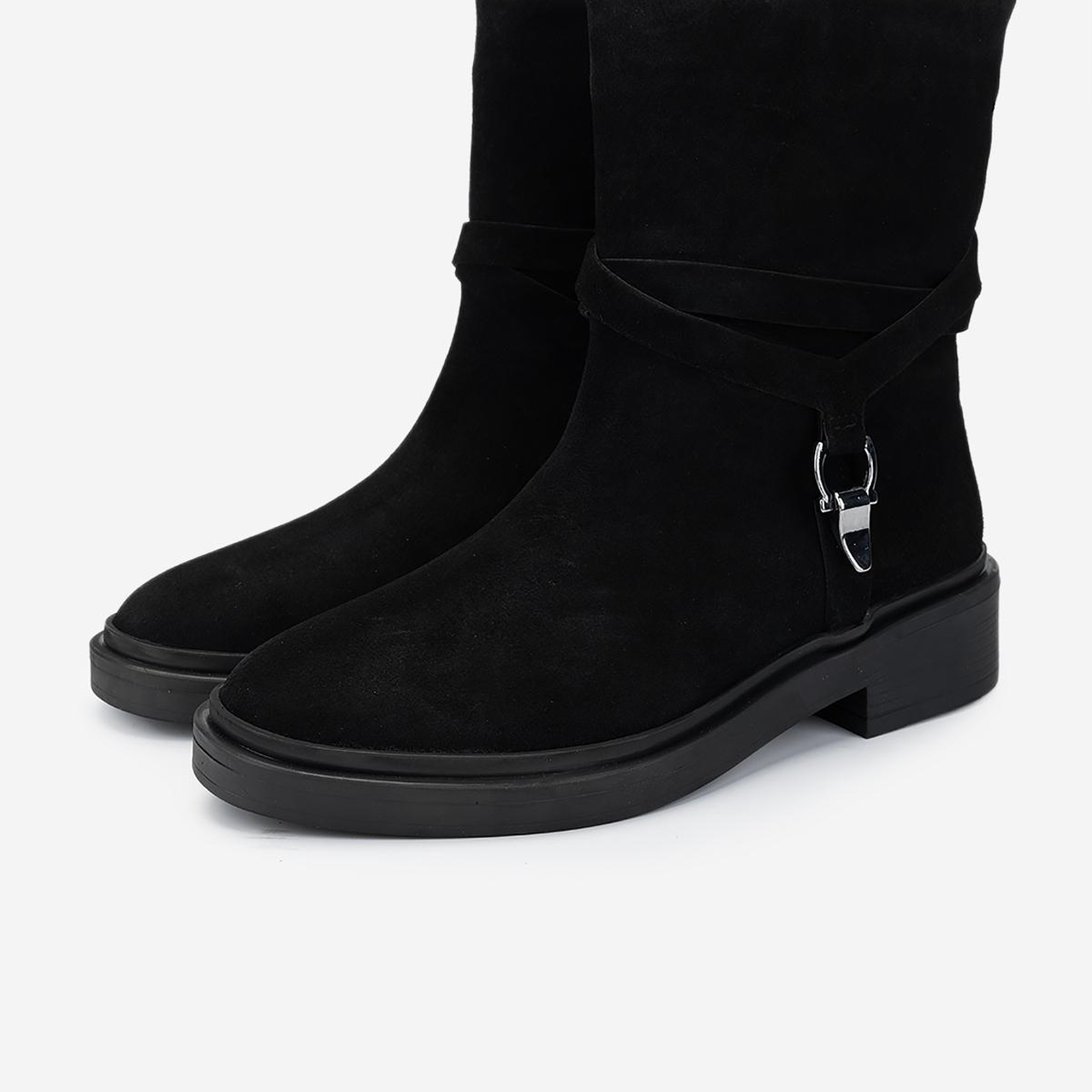 Valmenti Kadın Siyah Süet Düz Bot