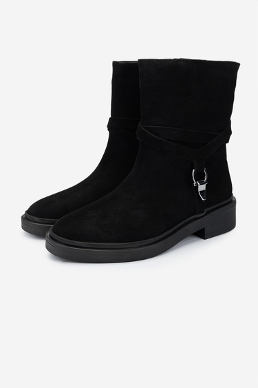  Valmenti Kadın Siyah Süet Düz Bot