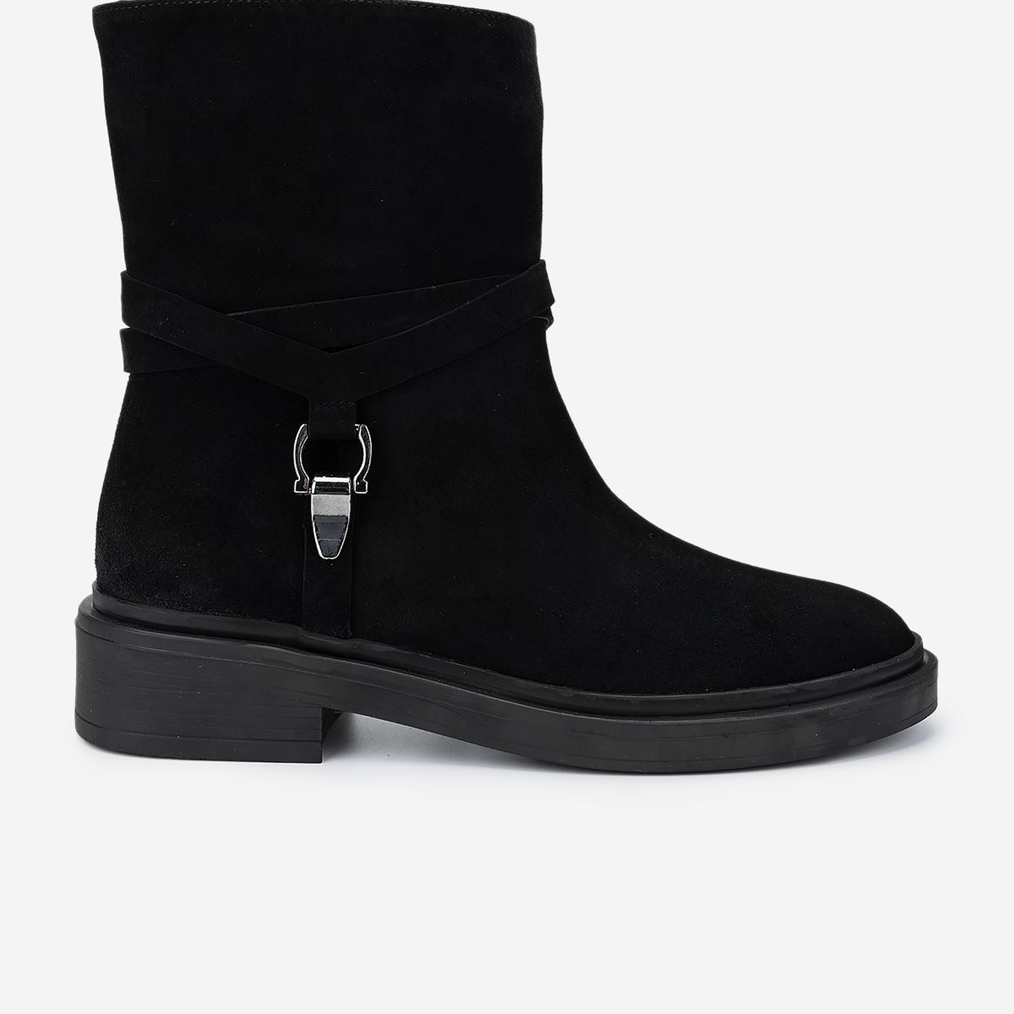 Valmenti Kadın Siyah Süet Düz Bot