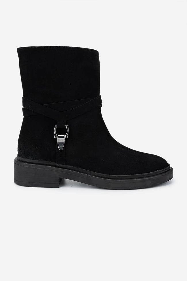  Valmenti Kadın Siyah Süet Düz Bot