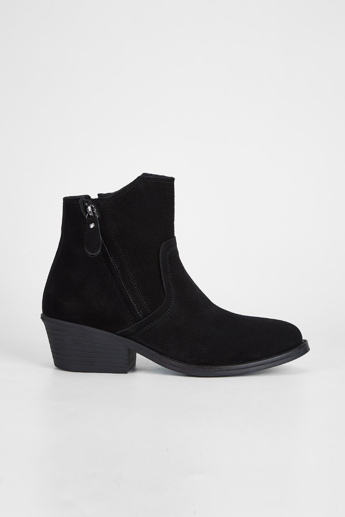  Valmenti Kadın Siyah Süet Hakiki Deri Casual Bot