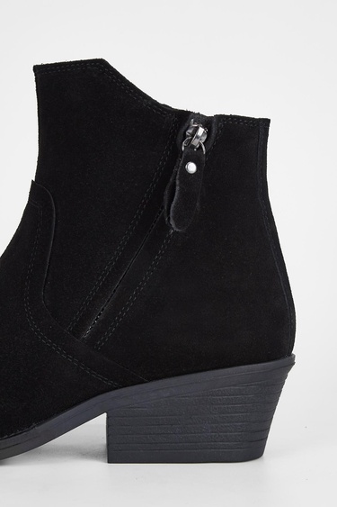  Valmenti Kadın Siyah Süet Hakiki Deri Casual Bot