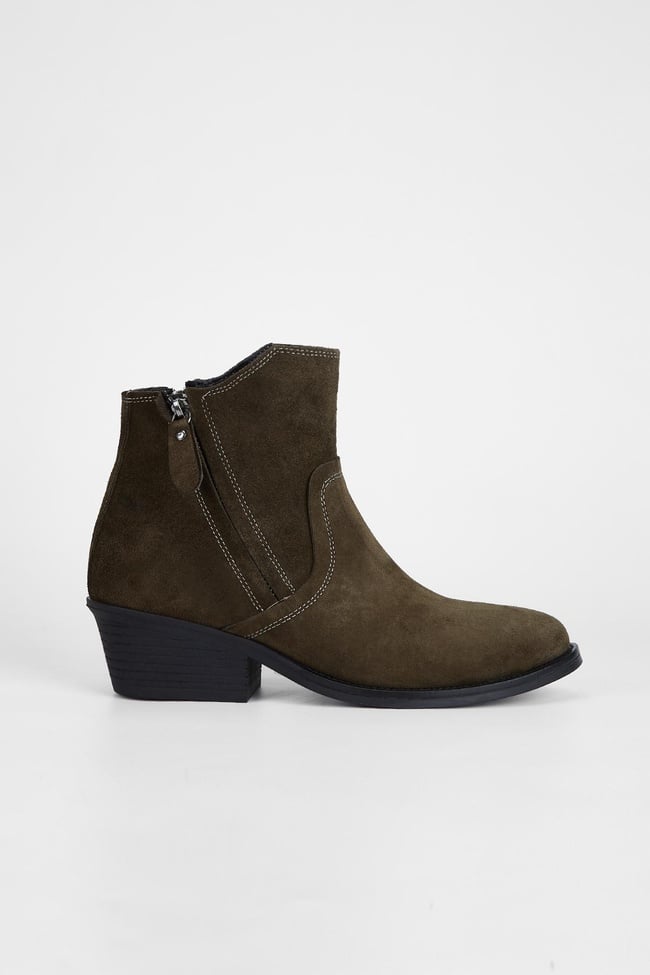  Valmenti Kadın Haki Süet Hakiki Deri Casual Bot