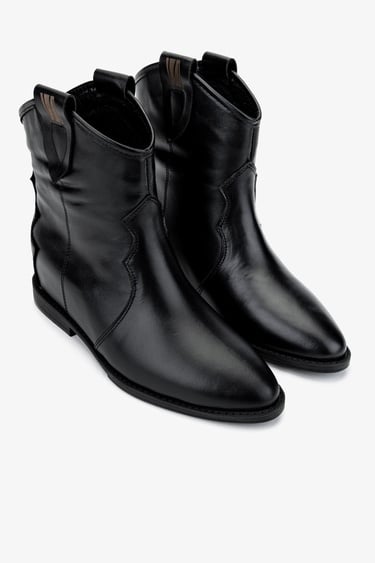  Valmenti Kadın . Siyah Deri Casual Bot