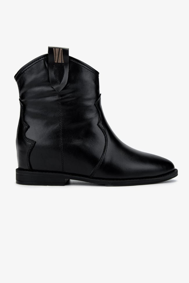  Valmenti Kadın . Siyah Deri Casual Bot