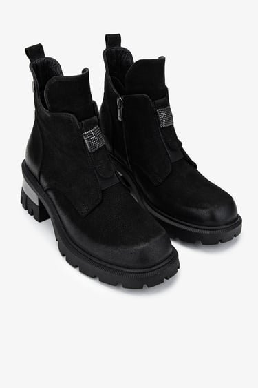  Valmenti Kadın Hakiki Deri Siyah Nubuk Casual Bot