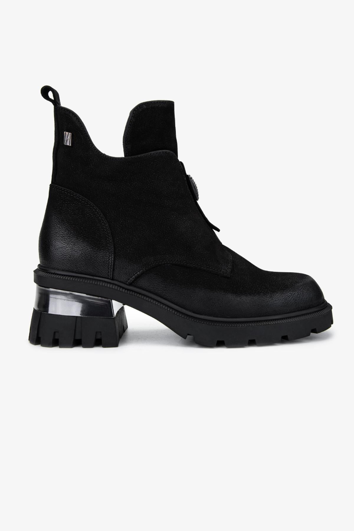  Valmenti Kadın Hakiki Deri Siyah Nubuk Casual Bot