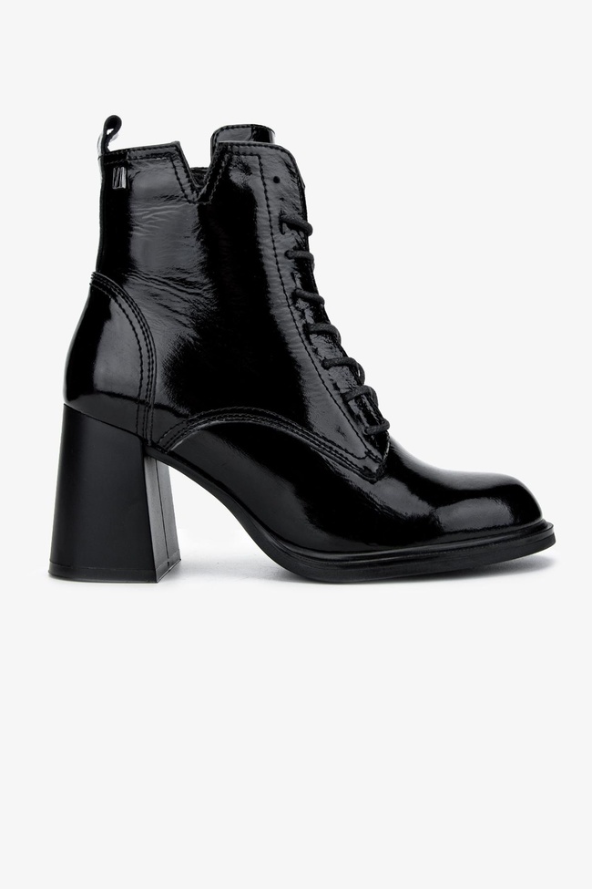  Valmenti Kadın Hakiki Deri Siyah Rugan Casual Bot