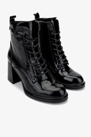  Valmenti Kadın Hakiki Deri Siyah Rugan Casual Bot