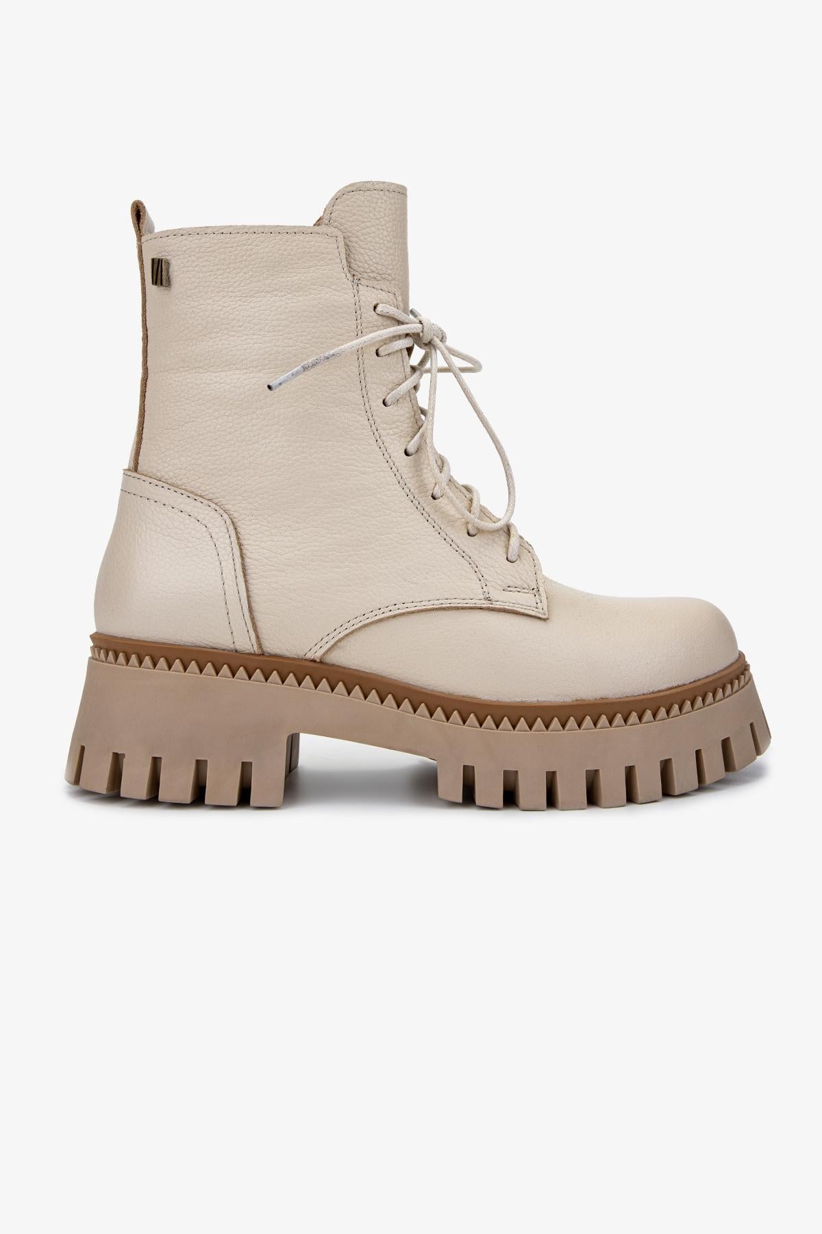  Valmenti Kadın Hakiki Deri Bej Casual Bot