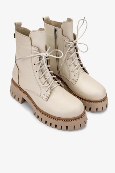  Valmenti Kadın Hakiki Deri Bej Casual Bot