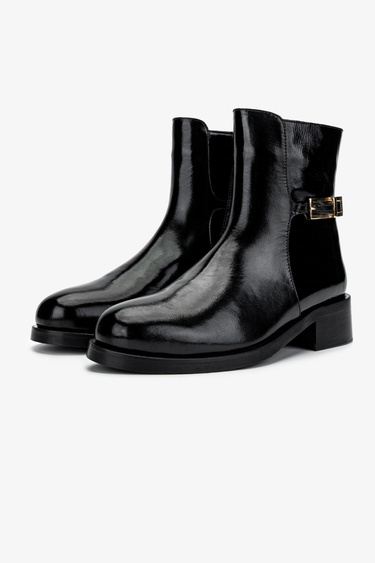  Valmenti Kadın Siyah Rugan Düz Bot