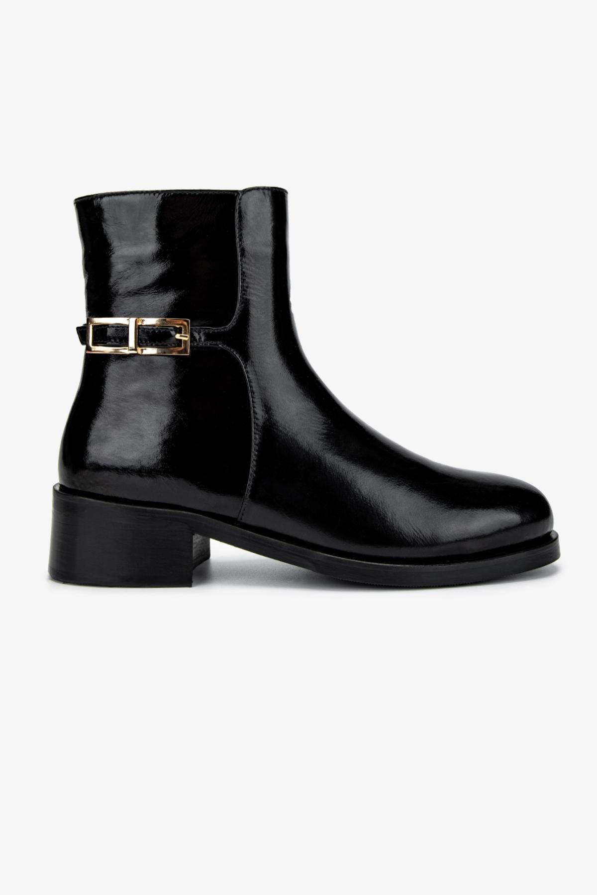  Valmenti Kadın Siyah Rugan Düz Bot