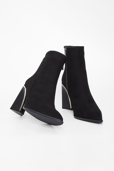  Valmenti Kadın Siyah Süet Hakiki Deri Casual Bot