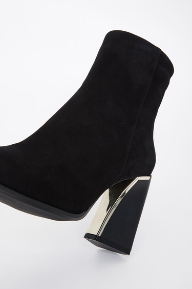  Valmenti Kadın Siyah Süet Hakiki Deri Casual Bot