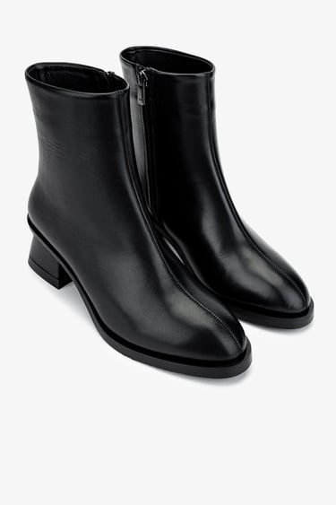  Valmenti Kadın Hakiki Deri Siyah Deri Topuklu Bot