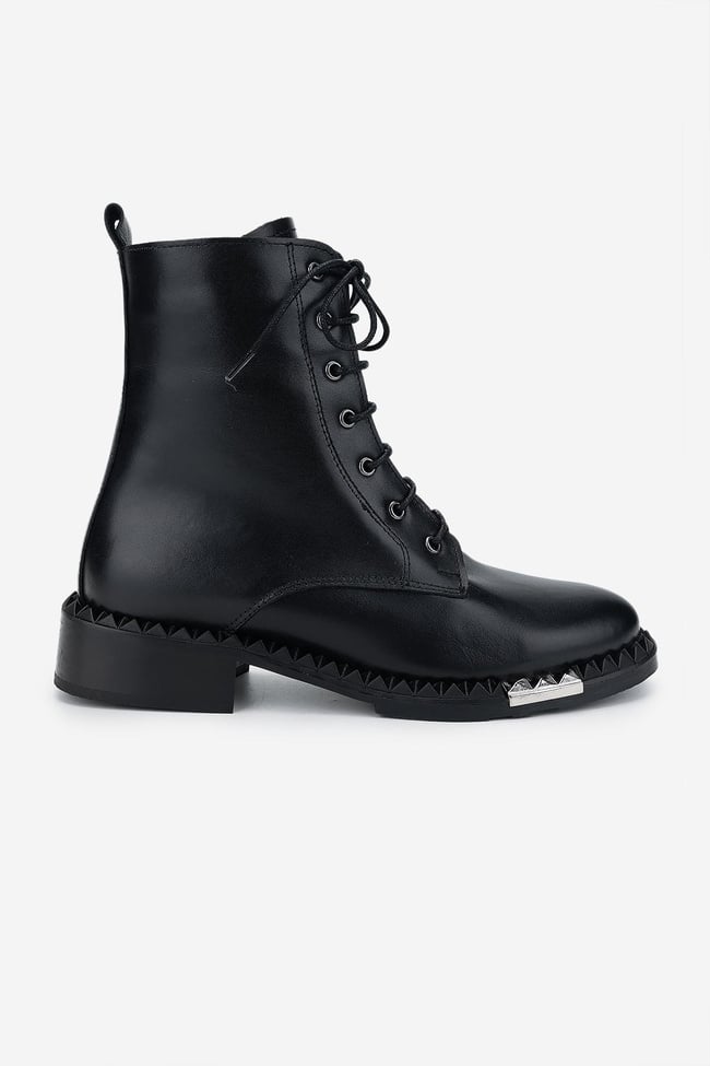  Valmenti Kadın Hakiki Deri Siyah Deri Düz Bot