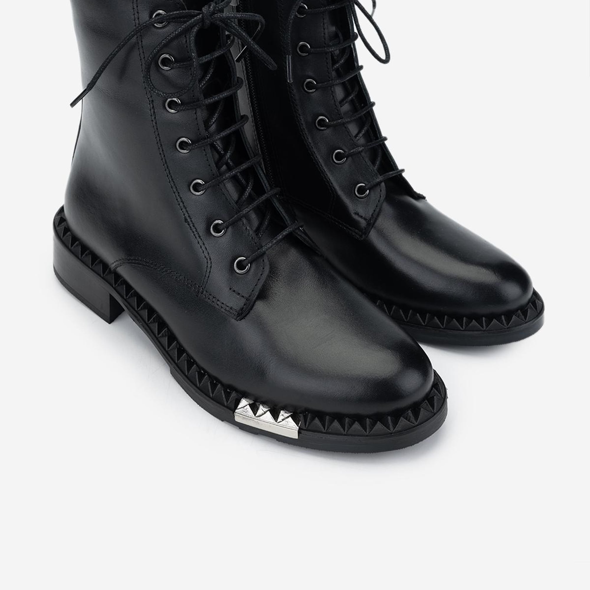 Valmenti Kadın Hakiki Deri Siyah Deri Düz Bot