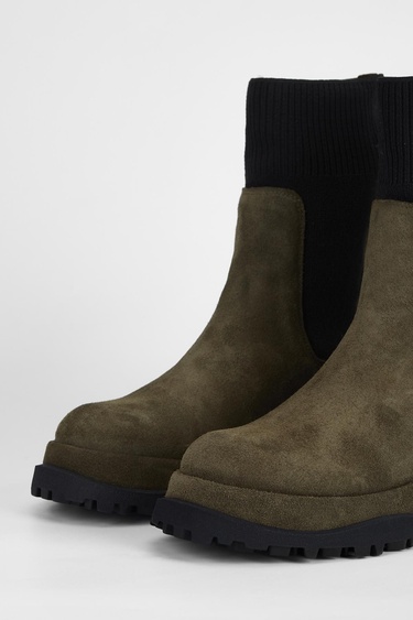  Valmenti Kadın Haki Süet Hakiki Deri Casual Bot