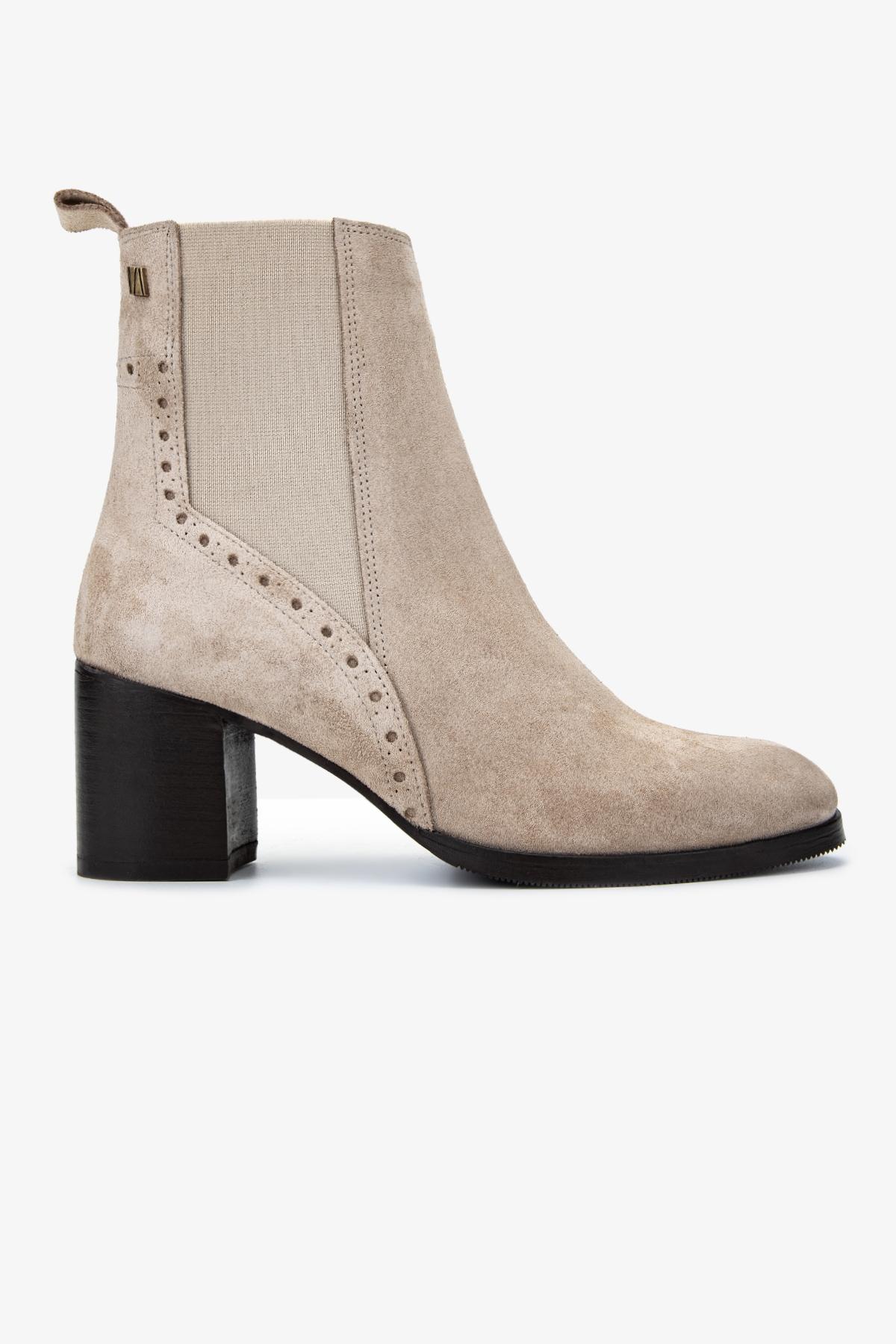  Valmenti Kadın Hakiki Deri Bej Süet Casual Bot