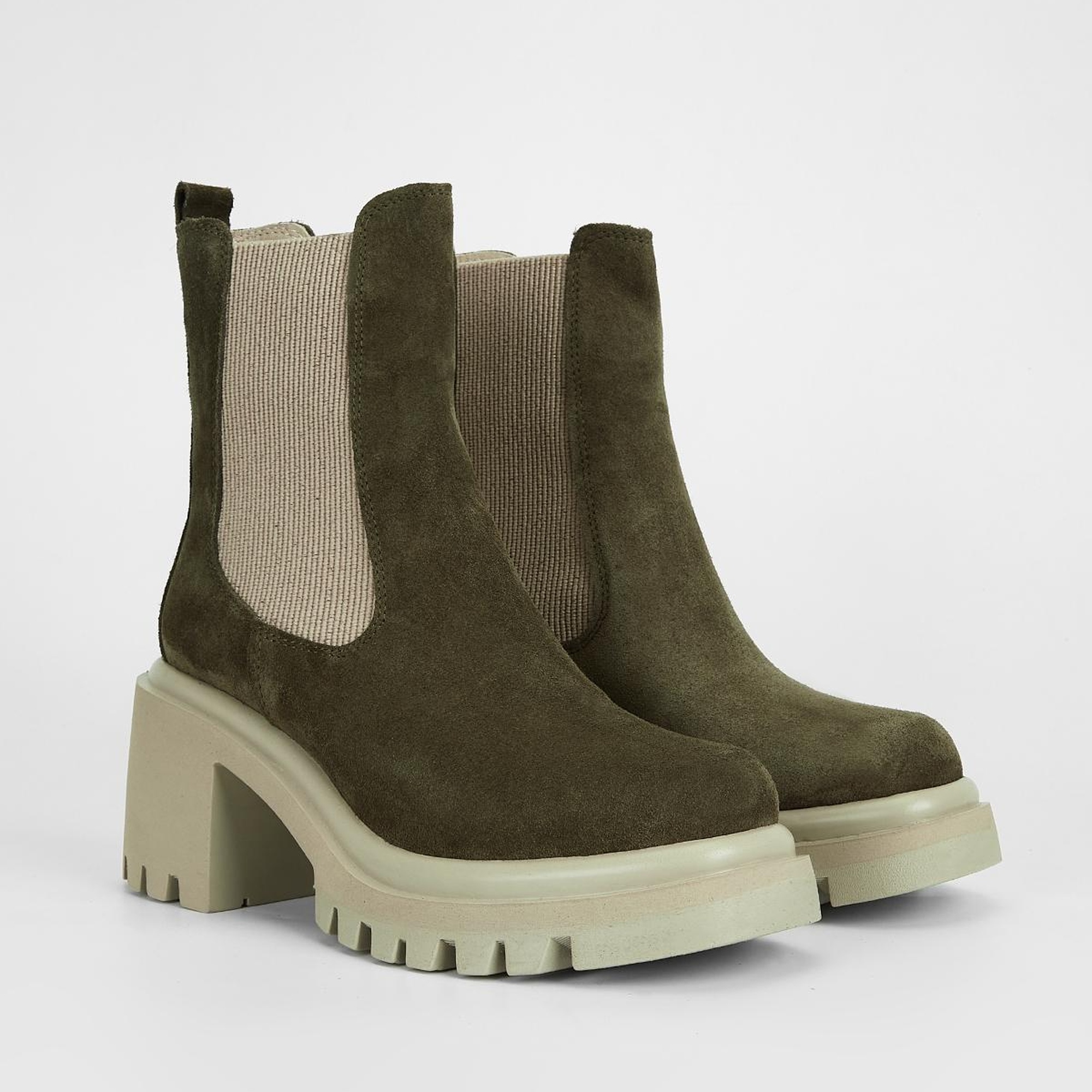 Valmenti Kadın Haki Süet Hakiki Deri Casual Bot