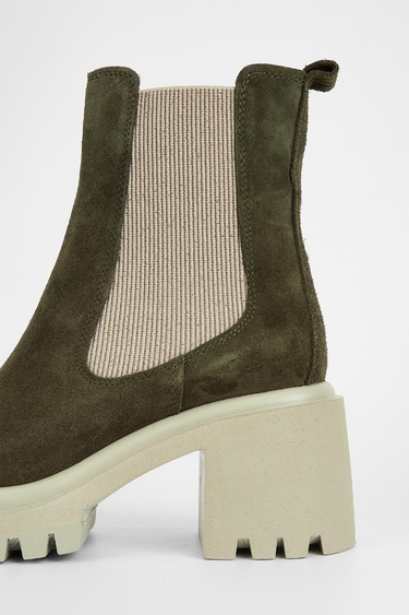  Valmenti Kadın Haki Süet Hakiki Deri Casual Bot