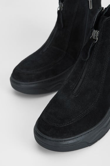  Valmenti Kadın Siyah Süet Hakiki Deri Casual Bot