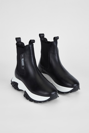  Valmenti Kadın Siyah Hakiki Deri Casual Bot