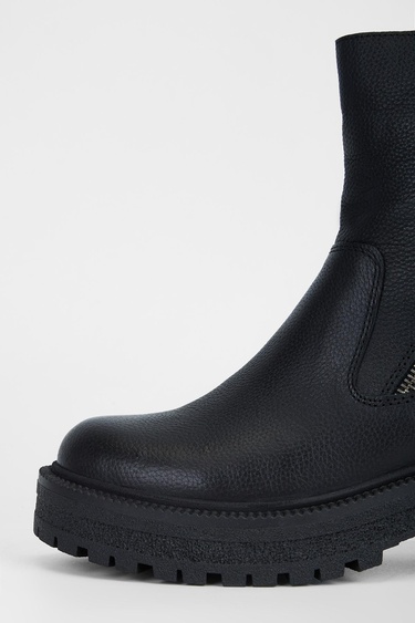  Valmenti Anya Kadın Siyah Floter Hakiki Deri Casual Bot