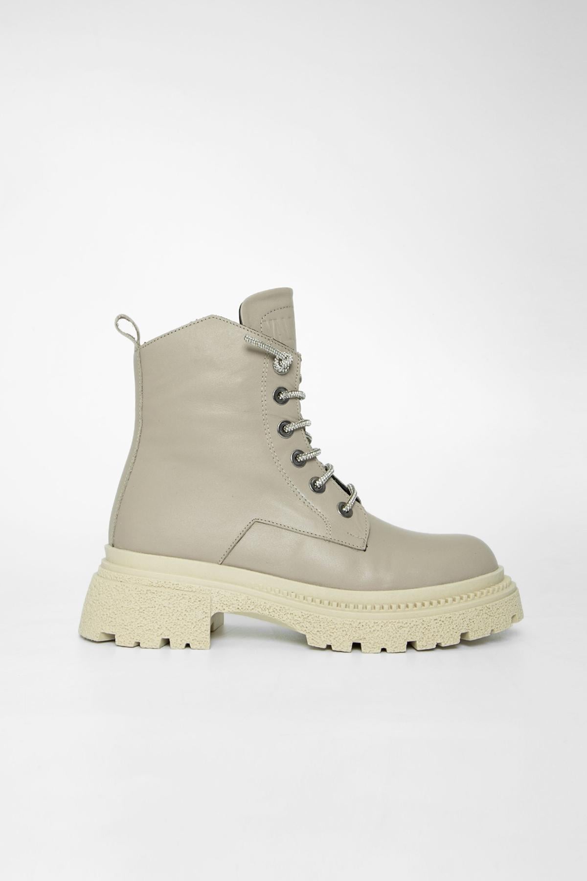  Valmenti Kadın Bej Hakiki Deri Casual Bot